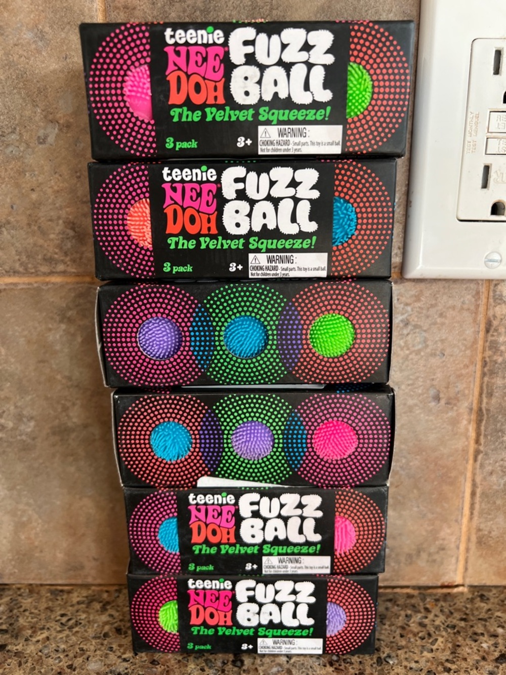 NeeDoh Fuzz Ball Kids Toy (3 in a Pack) - Set of 6 Packs